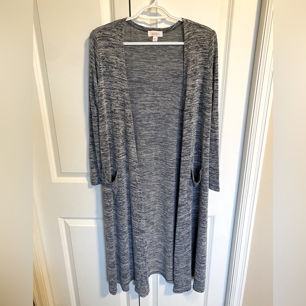 LuLaRoe Sarah long cardigan blue marled